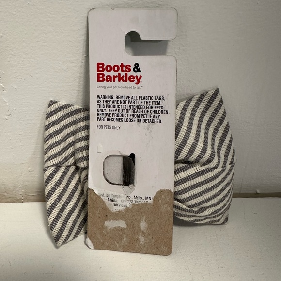 Boots & Barkley Collar Slide on Gray Striped  Bow - Picture 2 of 3